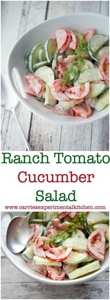 This Ranch Tomato Cucumber Salad is refreshing and makes the perfect last minute salad. 