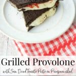 This Grilled Provolone Sandwich with Sun Dried Tomato Pesto on Pumpernickel is deliciously flavorful and makes the perfect lunch.