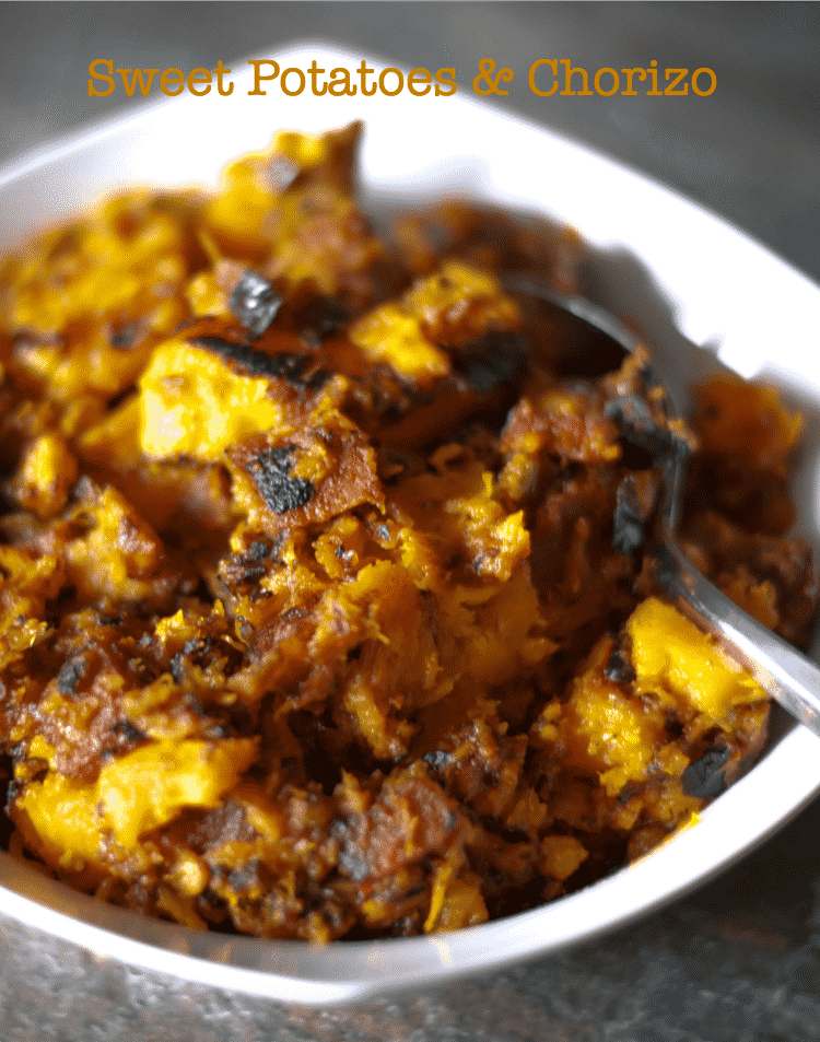 This recipe for Sweet Potatoes & Chorizo is so flavorful and perfect for breakfast. 