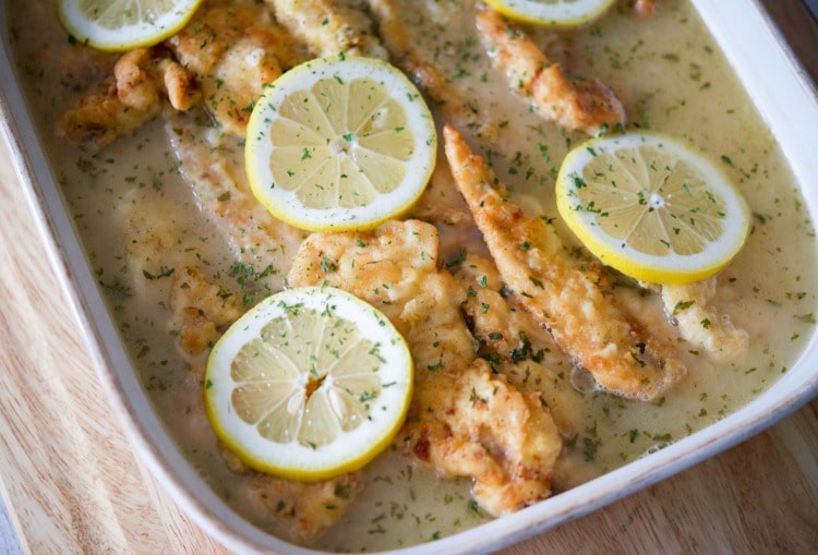 A dish of Chicken Francaise