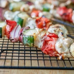 Lemon Yogurt & Basil Grilled Chicken Kabobs