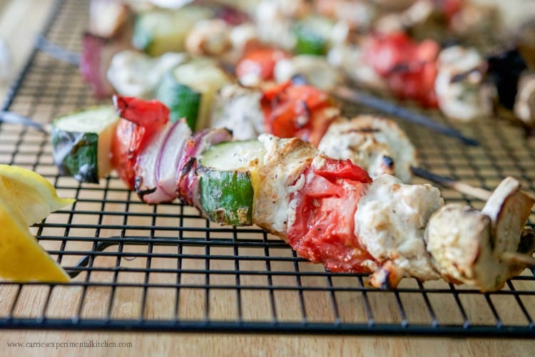 Lemon Yogurt & Basil Grilled Chicken Kabobs