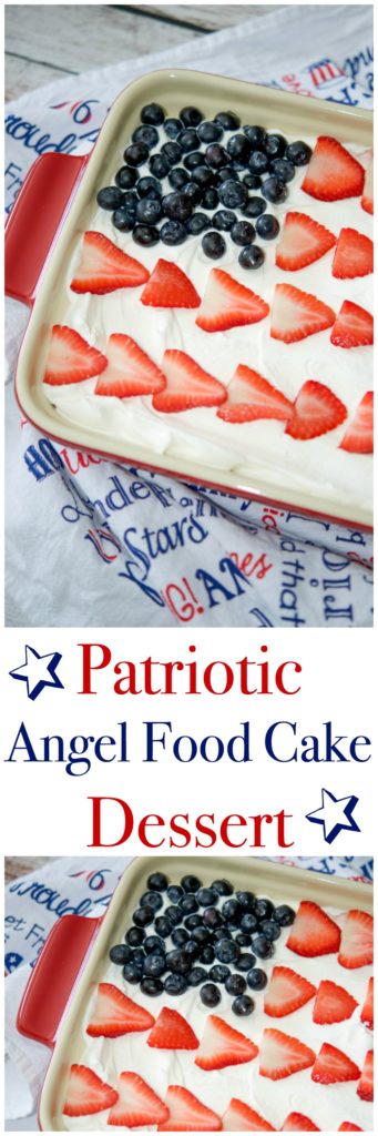 Patriotic Angel Food Cake Dessert collage photo.