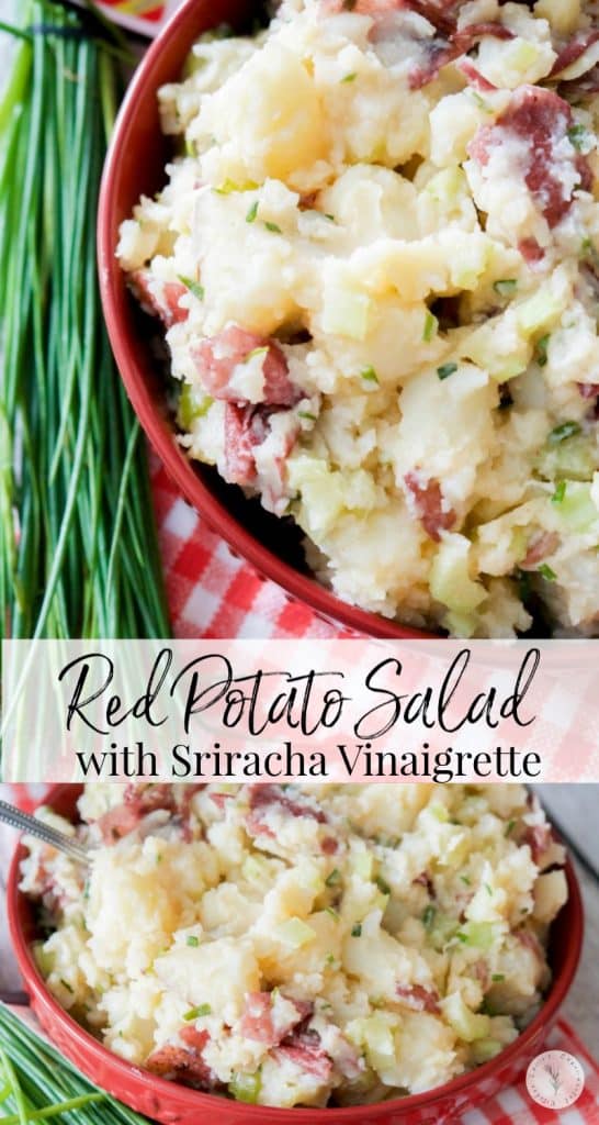 Red Potato Salad with Sriracha Vinaigrette collage photo.