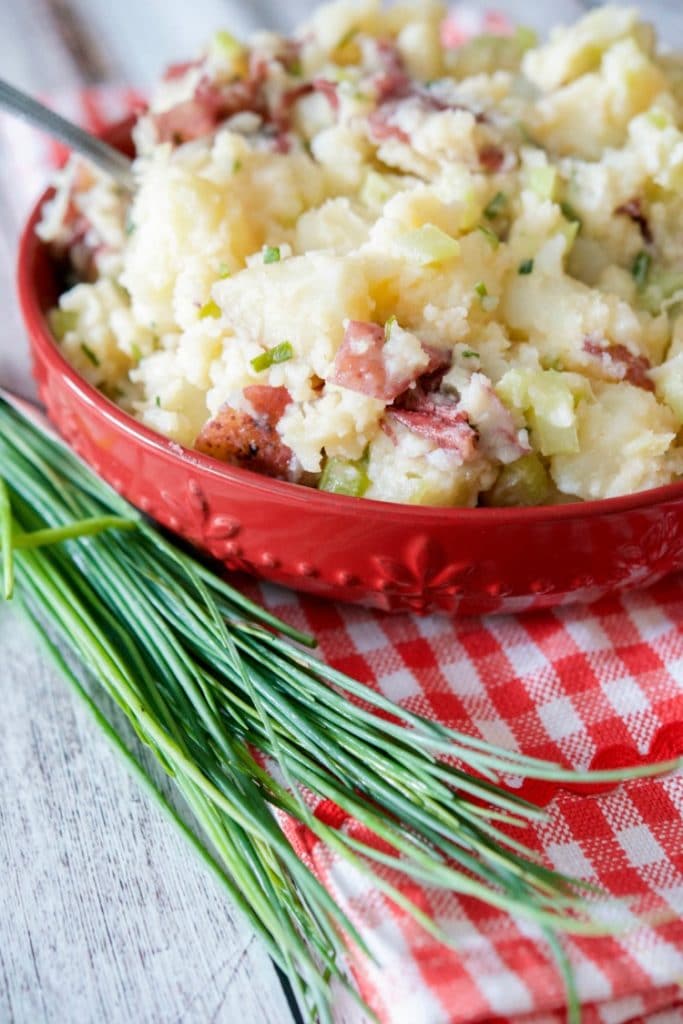 No Mayo based Red Potato Salad with Sriracha Vinaigrette