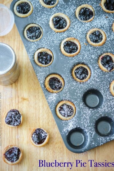 Blueberry Pie Tassies are a simple, small portioned dessert, similar to a cream cheese cookie; then filled with your favorite pie filling.