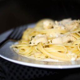 Chicken Scampi over Fettuccine