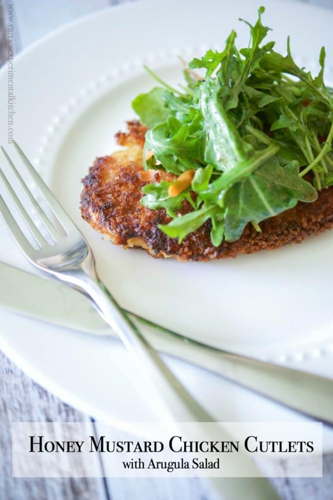 Honey Mustard Chicken Cutlets with Arugula Salad is a quick and easy, deliciously filling meal for a busy weeknight; especially during those warm summer months when you don't want to turn on the oven. 