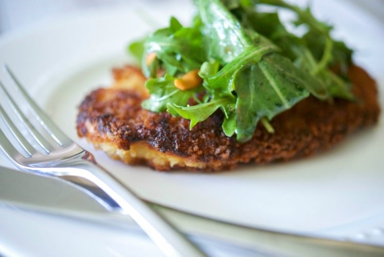 Honey Mustard Chicken Cutlets with Arugula Salad