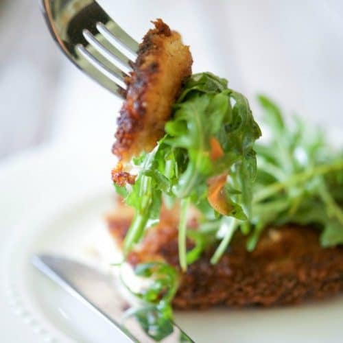 Honey Mustard Chicken Cutlets Topped with Arugula Salad