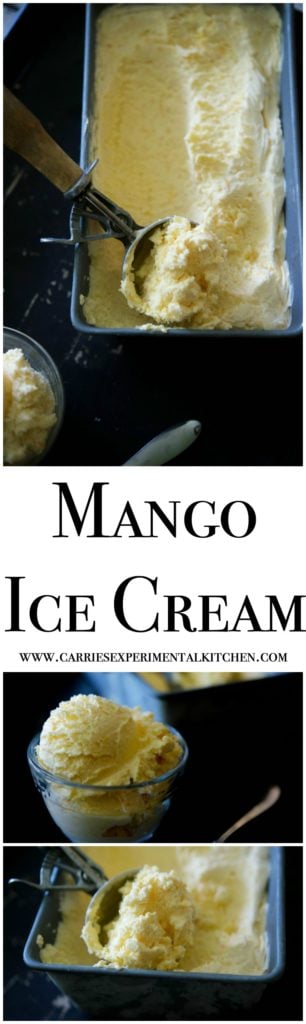 Homemade Mango Ice Cream made with sweet mangoes, heavy cream, milk, sugar and vanilla makes the perfect summertime frozen treat. 