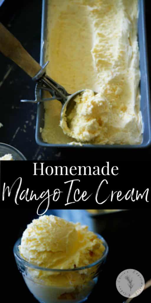 Homemade Mango Ice Cream made with sweet mangoes, heavy cream, milk, sugar and vanilla makes the perfect creamy frozen treat.
