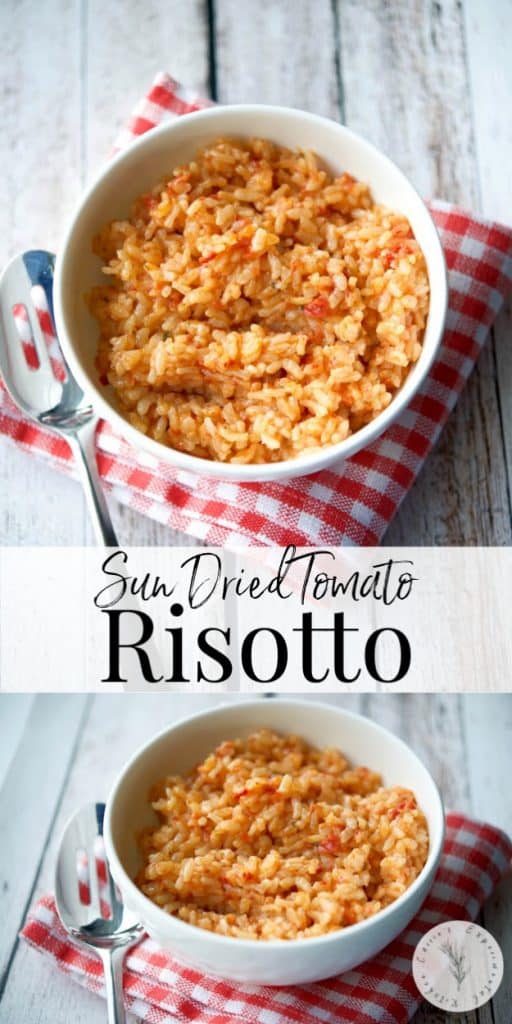 A collage photo of Sun Dried Tomato Risotto 