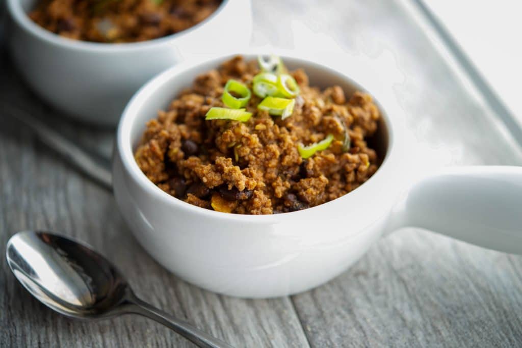 Garden Vegetable Beef & Bean Chili closeup