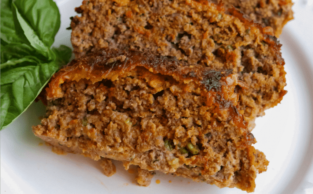 A close up of sliced Pizza Meatloaf