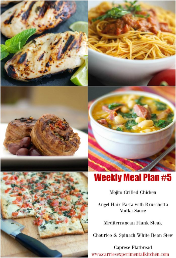 A bunch of different types of food for meal plan 5