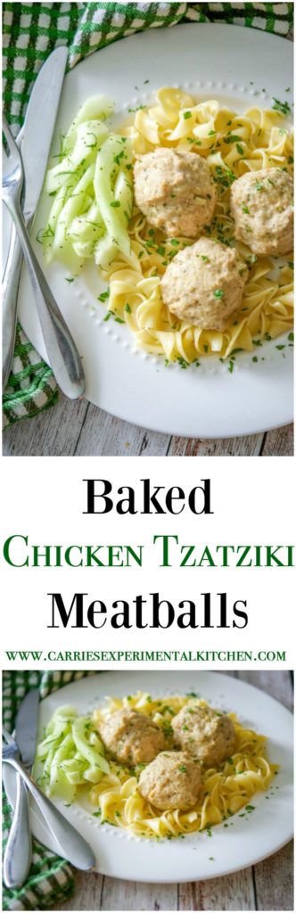 Baked Chicken Tzatziki Meatballs made with ground chicken, Greek yogurt, cucumbers, garlic, mint, and dill are a deliciously healthy dinner alternative.