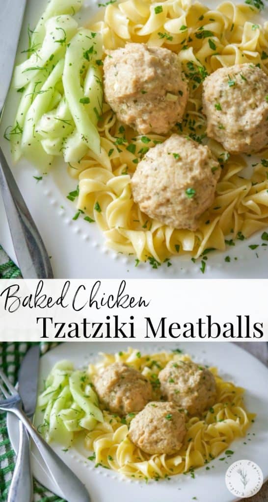 A collage photo of Chicken Tzatziki Meatballs
