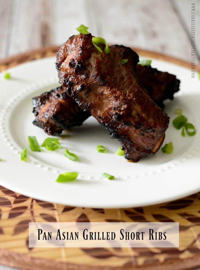 Pan Asian Short Ribs on a white plate. 