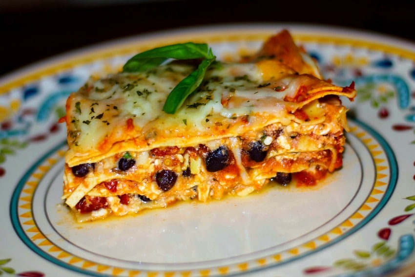 Low Fat Black Bean & Sun Dried Tomato Lasagna