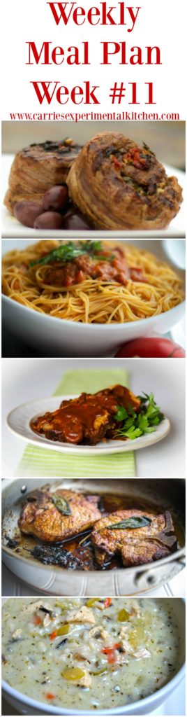 Different recipes for weekly meal plan  