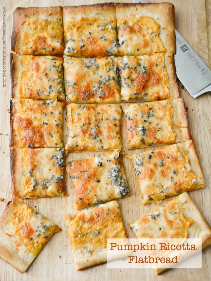 Pumpkin Ricotta Flatbread will become your new favorite Fall recipe. It's perfect for Friday pizza night or weekend game day snacking. 