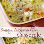 Ground sausage, garden fresh zucchini, tomatoes & garlic combined with rice to make a tasty weeknight casserole the entire family will love.