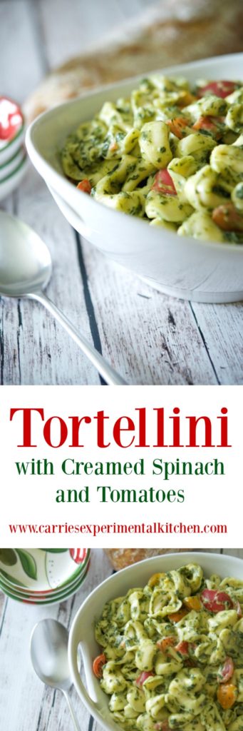 Cheese filled tortellini pasta cooked al dente; then lightly tossed in a creamy spinach and tomato sauce is a deliciously quick weeknight meal. 