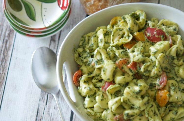 Tortellini with Creamed Spinach & Tomatoes