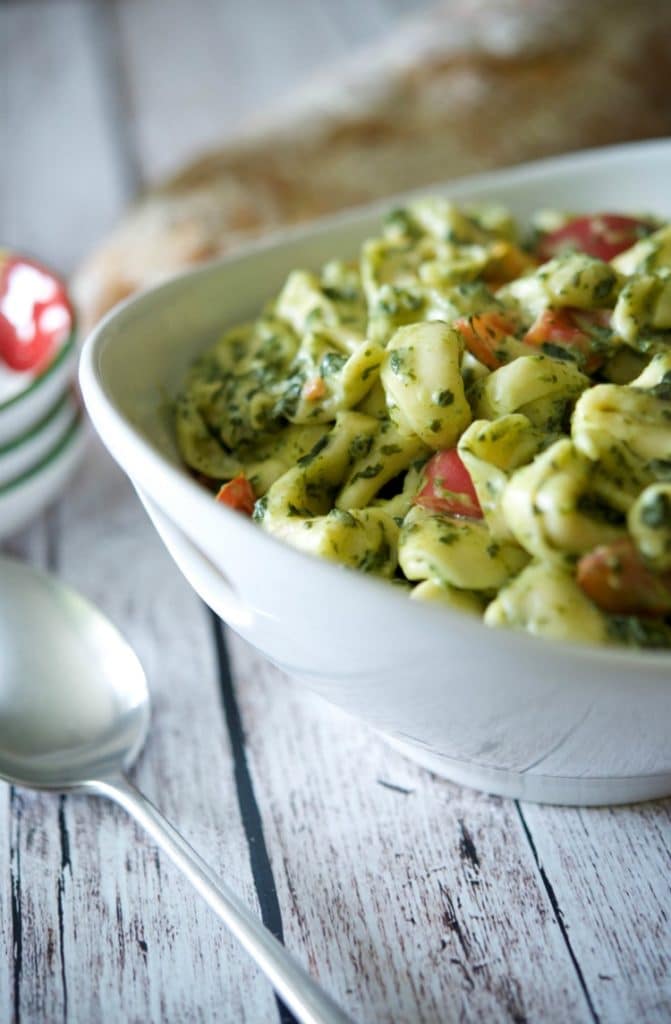 Tortellini with Creamed Spinach & Tomatoes | www.carriesexperimentalkitchen.com