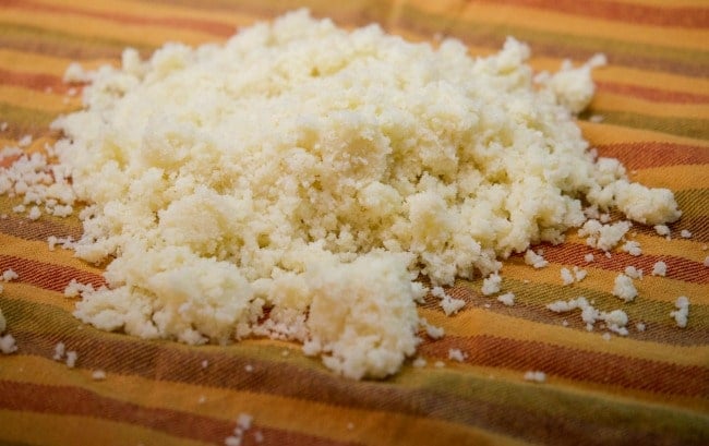 Crumbled Cauliflower on a napkin