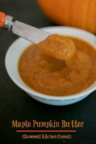 Top your favorite Fall muffins, toast or even Baked Brie with this copycat version of Stonewall Kitchen's Maple Pumpkin Butter.