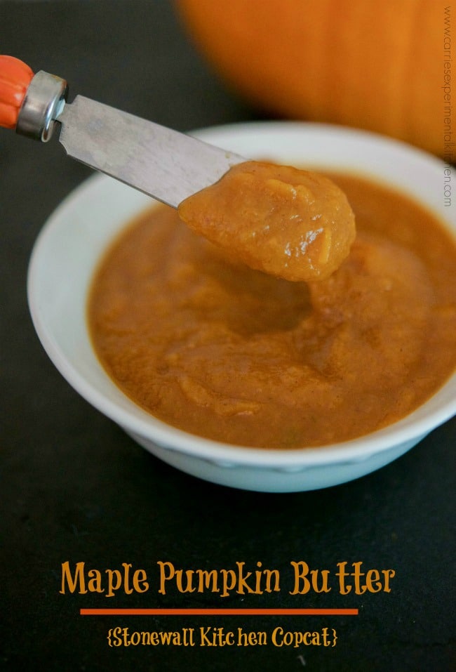 Top your favorite Fall muffins, toast or even Baked Brie with this copycat version of Stonewall Kitchen's Maple Pumpkin Butter. 