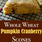 'Tis pumpkin season once again and these Whole Wheat Pumpkin Cranberry Scones are deliciously moist and perfect for breakfast or an afternoon snack.