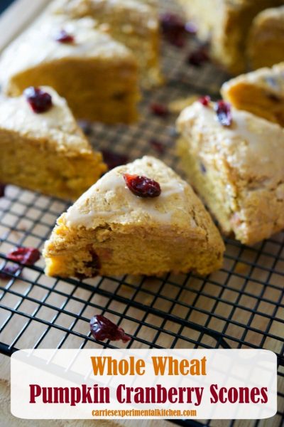 'Tis pumpkin season once again and these Whole Wheat Pumpkin Cranberry Scones are deliciously moist and perfect for breakfast.