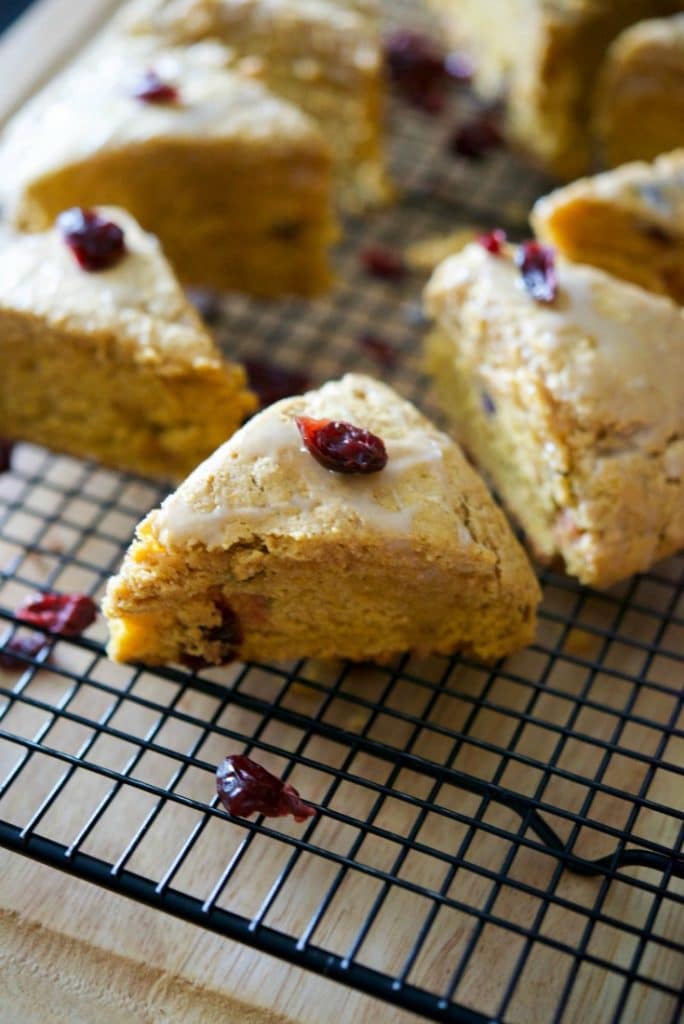 'Tis pumpkin season once again and these Whole Wheat Pumpkin Cranberry Scones are deliciously moist and perfect for breakfast or an afternoon snack. 
