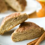 Cinnamon Scones are deliciously moist and perfect for a quick on the run breakfast or afternoon snack with a cup of your favorite hot beverage.