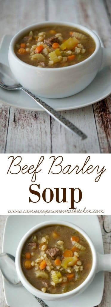 A bowl of soup, with Beef barley soup