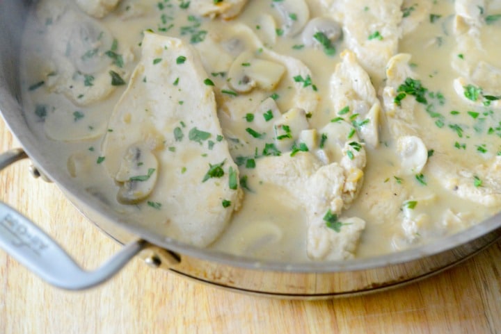 Chicken in a Mushroom Brandy Cream Sauce