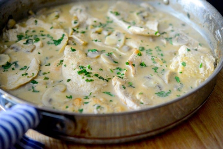 Chicken in a Mushroom Brandy Cream Sauce