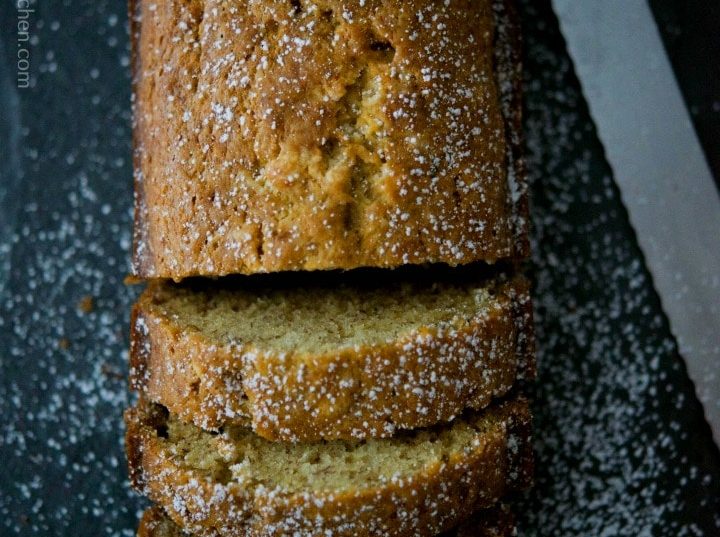 Combine the flavors of the season with this Eggnog Bread made with bananas, eggnog and nutmeg. Make into mini loaves for gift giving too!