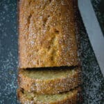 Eggnog Banana Bread made with ripe bananas, eggnog and ground nutmeg. Make into mini loaves for gift giving too!