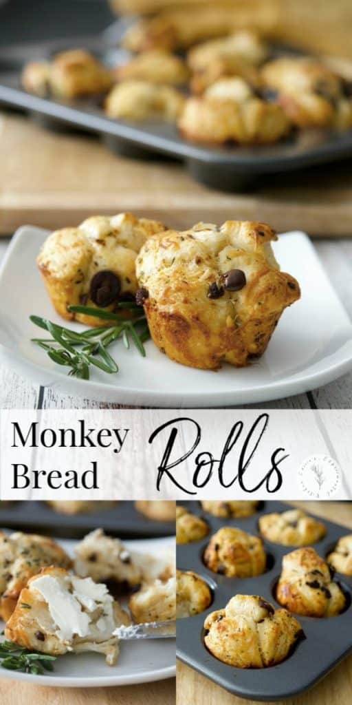 A collage photo of Mediterranean Monkey Bread Rolls 