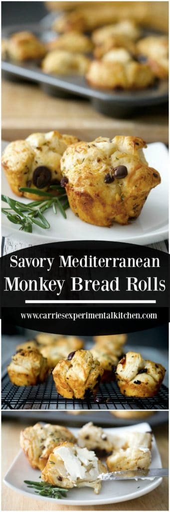 Savory Mediterranean Monkey Bread Rolls collage photo.