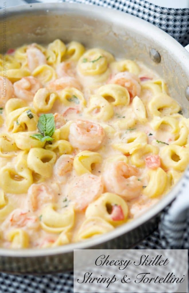 Cheesy Skillet Shrimp & Tortellini