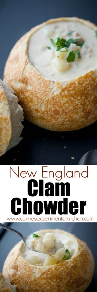New England Clam Chowder is a deliciously creamy, clam based soup that will satisfy even the heartiest of appetites. Serve alone or in a bread bowl!