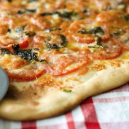 A closeup of Pizza Margherita