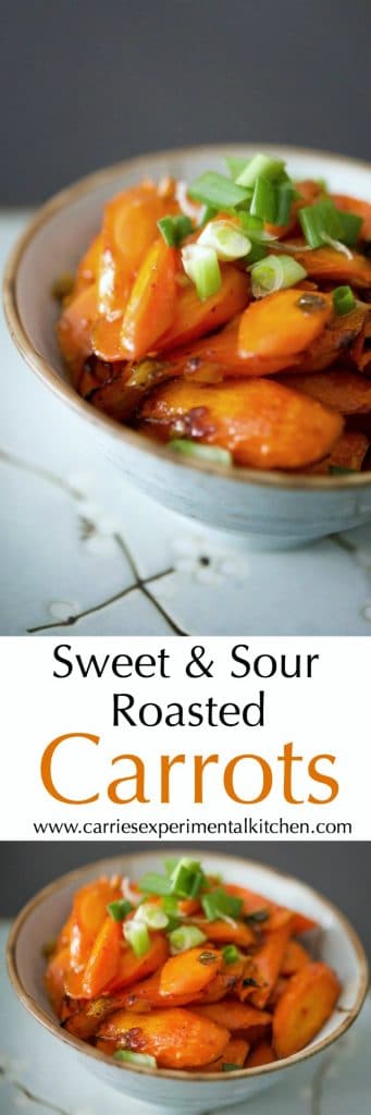 Sweet and Sour Roasted Carrots collage photo.