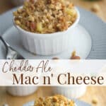 This Cheddar Ale Mac n' Cheese is a creamy, grown up twist to classic mac n' cheese using cheddar, ale and a sourdough pretzel buttery crumb topping.