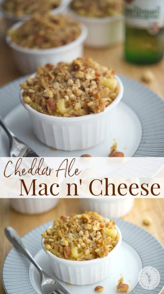 This Cheddar Ale Mac n' Cheese is a creamy, grown up twist to classic mac n' cheese using cheddar, ale and a sourdough pretzel buttery crumb topping.